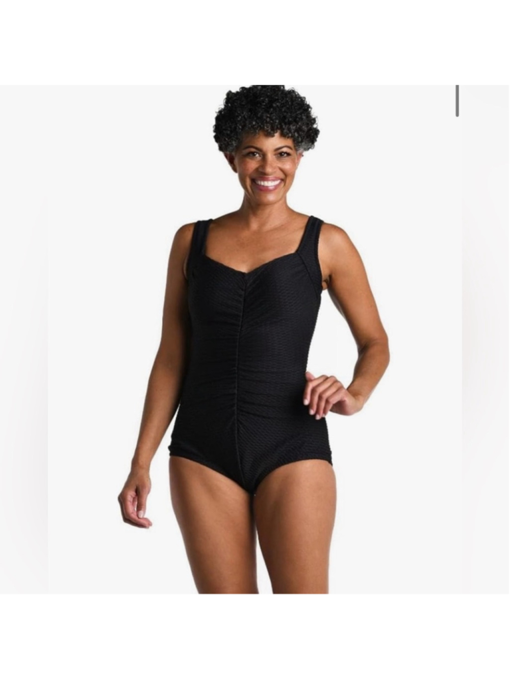 NEW Maxine of Hollywood Standard Shirred Front Girl Leg One Piece Swimsuit 16